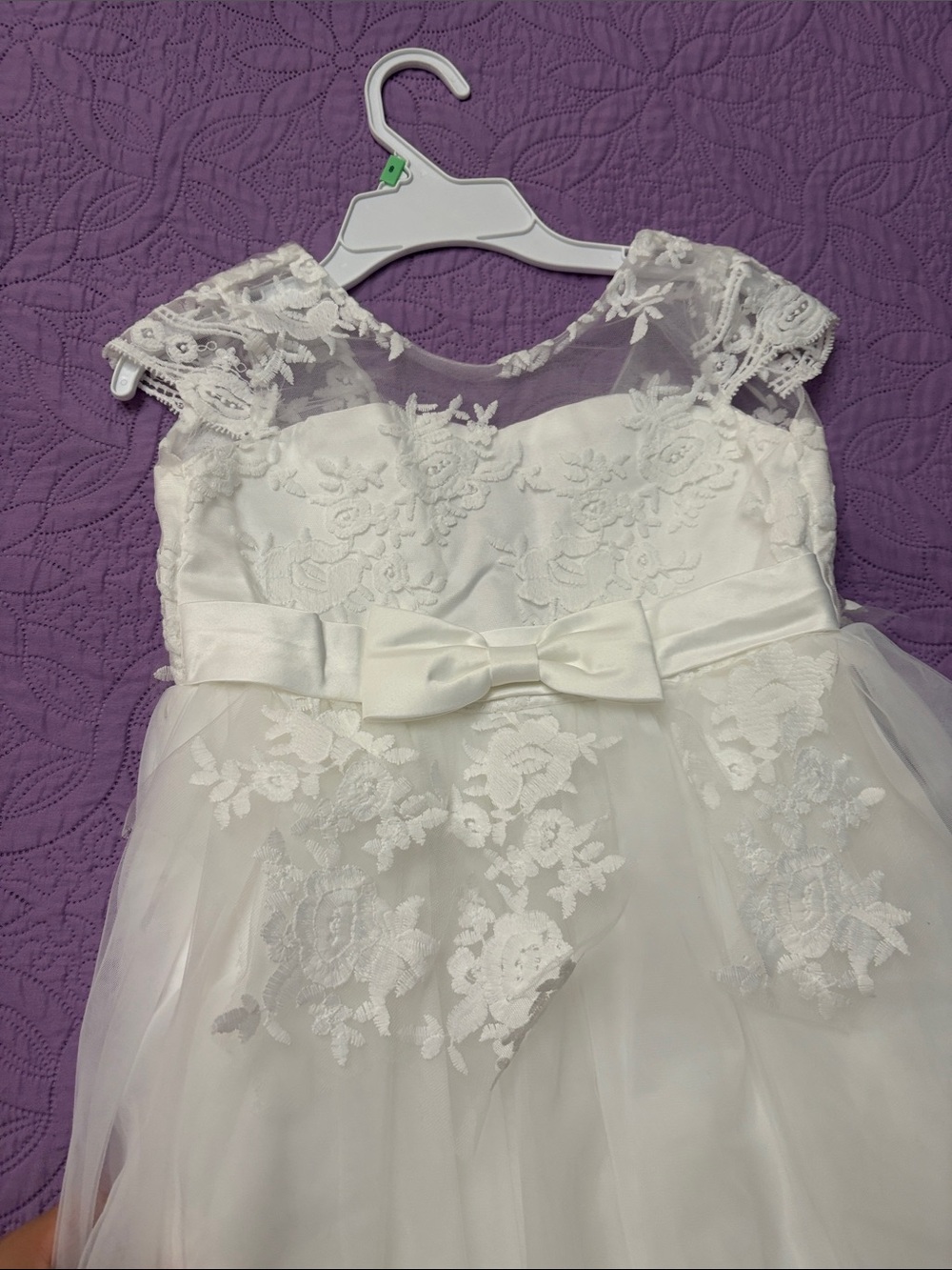 Source Unknown Ivory Lace Tulle Party Dress with Bow